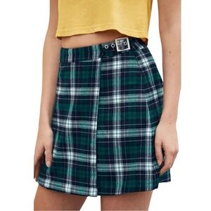 Brandy Melville Plaid Wrap Skirt Kilt Green Blue Preppy School Girl XS S